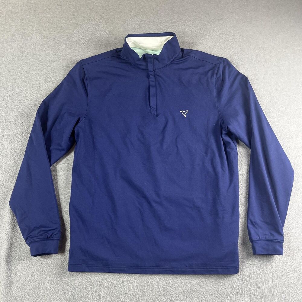 Birddogs Pullover Mens Medium Blue Mock Neck Stretch Long Sleeve Athletic Top